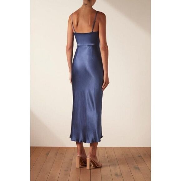 NWOT Shona Joy THALIA LACE UP MIDI DRESS - AEGEAN BLUE sz 12 US - Picture 5 of 12